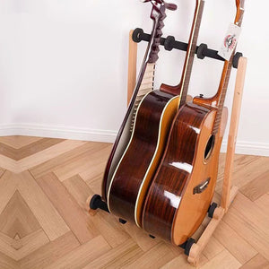 Versatile Wooden Guitar Stand: Perfect Floor Display for Bass, Acoustic & Electric