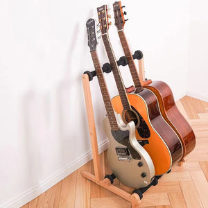 Versatile Wooden Guitar Stand: Perfect Floor Display for Bass, Acoustic & Electric